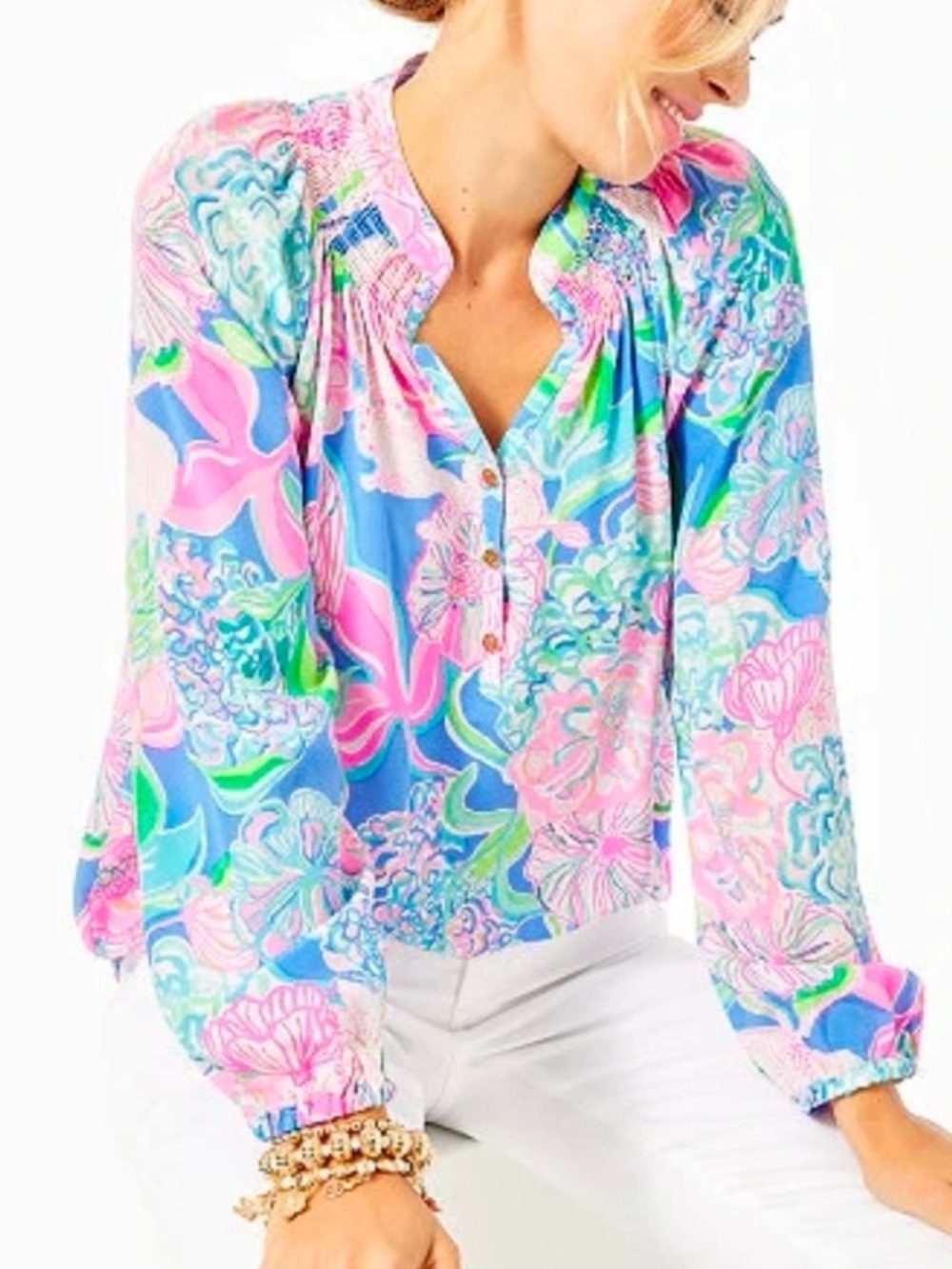 NWT Lilly Pulitzer Silk Elsa Blouse Size L